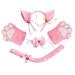 Cat Cosplay 5 Pcs Set Plush Furry Ears Tail with Collar Paws Gloves Headwear