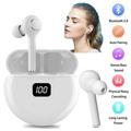 Bluetooth 5.0 Headphones Wireless Earbuds with Power Display Charging Case IPX7 Waterproof Deep Bass Sound Earphones with Mics Touch Control in-Ear Headset for Sports Home White