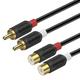 J&D 2 RCA Extension Cable RCA Cable Gold Plated Audiowave Series 2 RCA Male to 2 RCA Female Stereo Audio Extension Cable 6 Feet