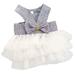 YUEHAO Pet Supplies Bubble Skirt Stripe Lace Dress Dog Dress Princess Dresses For Dog White