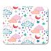 Vector Pattern with Clouds Stars Moons Raindrops on White Background Mousepad Mouse Pad Mouse Mat 9x10 inch