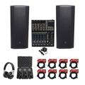 (2) JBL Pro PRX825W Dual 15 3000w Powered Speakers Bundle with Mackie Mixer Headphones & Mics