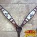 69BH Hilason Western Horse Breast Collar American Leather Brown Aztec Painted
