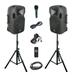 PRORECK Party 12 12-inch 1000 Watts Powered PA Speaker System Combo Set with Bluetooth/USB/SD Card/FM Radio