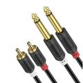 J&D 1/4 to RCA Stereo Audio Cable Gold Plated Dual 6.35mm Male TS to 2 RCA Male Speaker Cable 3ft