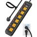 CRST Power Strip 6 Outlet Heavy Duty Surge Protector Individual Switch 6ft Extension Cord with Flat Plug 15A Circuit Breaker