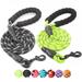 2 Packs 5 FT Strong Dog Leash with Comfortable Padded Handle and Highly Reflective Threads Dog Leashes for Small Medium and Large Dogs - Black + Green