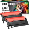 Cool Toner Compatible Toner for Samsung CLT-406S CLT-K406S Works with Xpress C460FW C460W C410W CLP-365W CLX-3305FW CLX-3305W CLX-3300 3306W 3306FN Replacement Printer Ink Black 2-Pack