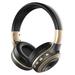 Portable Multifunction Foldable Wireless Headset Over Ear Headphones with Microphone (Black Gold)