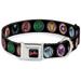 Marvel Comics Pet Collar Dog Collar Metal Seatbelt Buckle Avenger Icons Black Multi Color 15 to 24 Inches 1.0 Inch Wide