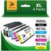 Ink 950XL 951 XL Combo Pack Replacement for HP Printer Ink 950 and 951 for HP OfficeJet Pro 8600 8610 8620 8100 8630 8660 8640 8615 8625 276DW 251DW (Black Cyan Magenta Yellow 4-Pack)