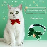 D-GROEE 2PCS/Set Christmas Cat Bow Tie Collar with Bell Cat Collar Comfortable Velvet Cat Collar with Cute Safety Pet Collar for Pet Kitten Puppy