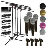 Samson R21S Dynamic Vocal Microphones with Microphone Boom Stands Quad Package