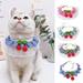 XWQ Pet Collar Bib Plaid Lace Cherry Decoration Adjustable Rope Tie Cat Necklace Dog Decorative Collars for Kitten