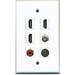 RiteAV - 3 HDMI 1 Port RCA Red 1 Port Coax Cable TV- F-Type 1 Port S-Video Wall Plate