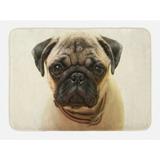 Pug Bath Mat Photograph of a Pug Pure Bred Puppy with a Loose Collar Cute Dog Pets Animal Non-Slip Plush Mat Bathroom Kitchen Laundry Room Decor 29.5 X 17.5 Inches Pale Brown Black Ambesonne