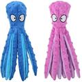 2 Pack No Stuffing Squeaky Dog Toy Soft Octopus Plush Dog Toy with Crinkle Paper Stuffingless Dog Chew Toy for Puppy Small Medium Dogs Playing Christmas Dog Toys Gift