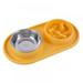 Pet Slow Feeder Dog Bowls Double Bowl Design--Stainless Steel and Anti-Choking Double Bowl for Food and Water Feeding