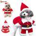 Spencer Christmas Pet Costume Cat Dog Puppy Santa Claus Coat & Hat Funny Pet Cosplay Outfits Xmas Clothes Size S-XL