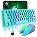 Wireless 61 Keys Gaming Keyboard and Mouse Combo Rainbow LED Backlit Rechargeable Mute Mice for PC