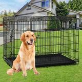 NiamVelo Heavy Duty Dog Crate Dog Cage 42 Extra Large Dog Crate Kennel for Large Dogs Folding Metal Dog Crate W/Divider & Tray Double Doors Black