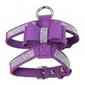 Stibadium Dog Harness for Small dogscollar Bling Diamond Glitter Crystal Adjustable Collar Puppy Cat Dog Harness Chest Strap Lead Dogs Supplies Accessories Rhinestone Dog Necklace Pu Leather Bow-Knot