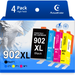 902XL Ink Cartridges for HP 902 Ink Cartridge for HP Ink 902 Combo Pack for Officejet Pro 6975 6968 6962 6958 6970 6978 6960 6950 6954 6951 Printer (Black Cyan Magenta Yellow 4 Pack)