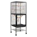 56.5 Inch Wrought Iron Wire Bird Parrot Rolling Cage with Bottom Storage Shelf Lockable Casters Acrylic Pet Birds Cage Flight Cage Suitable for Small Medium Sized Birds Canary Macaw Cockato