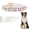 Walbest Dog Cat Cute Fashion PU Leather Pearl Collar with Crystal Rhinestone Diamond Decor Pet Adjustable Neck Strap Accessary for Wedding Birthday Party White M