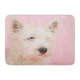 LADDKE Pink Dog West Highland White Terrier Westie Westy Baby Collar Doormat Floor Rug Bath Mat 23.6x15.7 inch