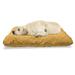 Orange Pet Bed Ethnic Style Traditional Design Composed of Geometric Drawings in Monotone Resistant Pad for Dogs and Cats Cushion with Removable Cover 24 x 39 Marigold and White by Ambesonne