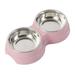 Bowl Double Raised Rising Cat Bowl Stainless Steel Pet Feeder Pink