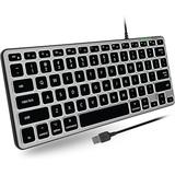 Macally Backlit Keyboard Wired Compact Lighted Size Keyboard with 3 Level Brightness LED Keys - Small Wired Keyboard for Mac compatible Pro Mini Computers & Book Laptop Space Gray BLMINIZKEYSG