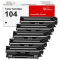 Toner Bank 5-Pack Compatible Toner Cartridge for Canon 104 CRG-104 FAXPHONE L90 FAX-L100 L140 L120 L160 imageCLASS MF4150 ImageClass D420 Satera MF4110 MF4122 MF4130 MF4690 LBP2900 3000 Black