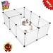 Pet Playpen -Plastic Portable Puppy Playpen - for Small Animals; Hamsters Puppies Kittens Rabbits - Complete with Collapsible Foldable Silicone Pet Bowl(12 Panels/SIZE:14 X 14 inches )