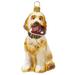 Goldendoodle with High Top Sneaker and Crystal Collar Polish Glass Dog Ornament