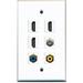 RiteAV - 3 HDMI 1 Port RCA Yellow 1 Port RCA Blue 1 Port Coax Cable TV- F-Type Wall Plate