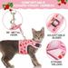 Cute Strawberry Print Cat Harness Pet Breathable Leash and Collar Set Escape Proof Mesh Cat Dog Walking Harness Leads Adjustable for Kitties Puppies Rabbit Small Animals