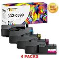 Toner Bank 4-Pack Compatible Toner Replacement for Dell 332-0399 332-0400 332-0401 332-0402 C1660W Printer Components Toner Ink Black Cyan Magenta Yellow