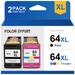 64xl Ink Cartridge for HP 64 Ink works with HP Envy Photo 7855 7155 7158 6252 6255 6258 7164 Printer (Black Tri-Color 2-Pack)