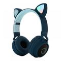 Wireless Bluetooth Kids Headphones Cat Ears Bluetooth Over Ear Headphones Volume Limiting LED Lights FM Radio TF Card Aux Mic for iPhone/iPad/Kindle/Laptop/PC/TV