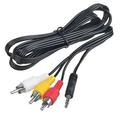 PwrON Compatible AV A/V 3.5mm mini plug to 3 RCA Cable Audio Video Stereo Transfer Cord Replacement for Hosa C3m-103 C3m-105 Camcorder A/V Breakout Cable