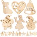 WhitBeach 100Pcs Christmas Wooden Cutouts Wood Slices Wood Xmas Decors Hanging Ornaments (Mixed Style)