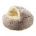 Prettyui Pet Plush Nest Round Plush Bed Semi-enclosed Cat Nest Cats Bed Little Mat Basket Soft Kennel 50*50cm