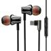 Deyuer Wired Earphone Line Control L-shaped Plug Type-C/3.5mm Mega Bass In-ear Sports Earbud for Phone