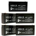 5x Pack - Compatible SONNENSCHEIN A306/1.1S Battery - Replacement UB613 Universal Sealed Lead Acid Battery (6V 1.3Ah 1300mAh F1 Terminal AGM SLA) - Includes 10 F1 to F2 Terminal Adapters