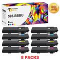 Toner Bank 8-Pack Compatible Toner for Dell 593-BBBU 593-BBBT 593-BBBS 593-BBBR Color Laser Printer C2660dn C2665dnf Printer Replacement Toner Ink 2x Black 2x Cyan 2x Magenta 2x Yellow