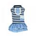 Magazine Pet Dog Striped Dress Vest Denim Skirt for Small Medium Puppy Lace Trim Pocket Decortive Dresses