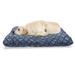 Indigo Pet Bed Mediterranean Floral Leaf Swirl Detailed Rectangular Armor Design Image Resistant Pad for Dogs and Cats Cushion with Removable Cover 24 x 39 Navy Blue and White by Ambesonne