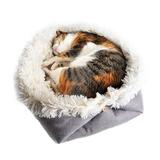 Fluffy Furry Warming Pet Cat Bed Dog Bed Mat 2-in-1 Multi-Function Cat Soft Plush Blanket Foldable Slepping Pad Bed Anti-Slip Warm Comfy Pet Nest Pads